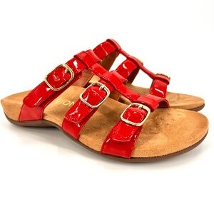 Vionic Misa Women’s Triple Strap Adjustable Sandal Sz 6 Red Patent